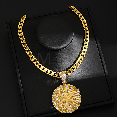 Hip-hop Style Zinc Alloy Crystal Rhinestone Pendant Cuban Link Chain Necklaces FS-WG425B8-19-1