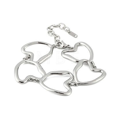 Hollow 304 Stainless Steel Link Chain Bracelets for Women BJEW-P393-02P-1