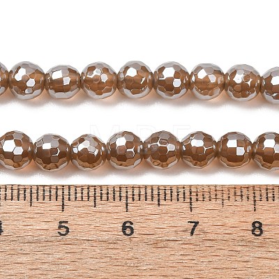Electroplated Natural Agate Beads Strands G-B191-A07-6mm-17-1