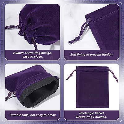  30Pcs Rectangle Velvet Drawstring Pouches TP-NB0001-61B-1