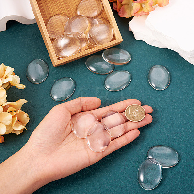Transparent Clear Glass Flat Back Cabochons GGLA-TA0001-02-40x30-1
