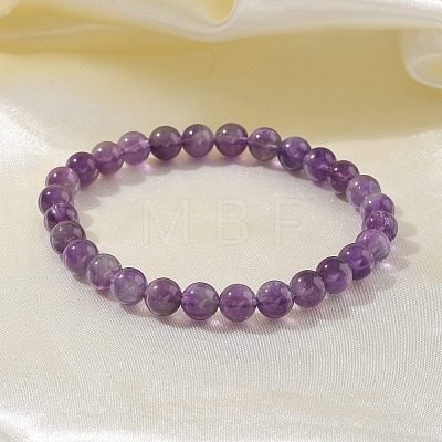 Natural Amethyst Bead Stretch Bracelets BJEW-K212-A-034-1