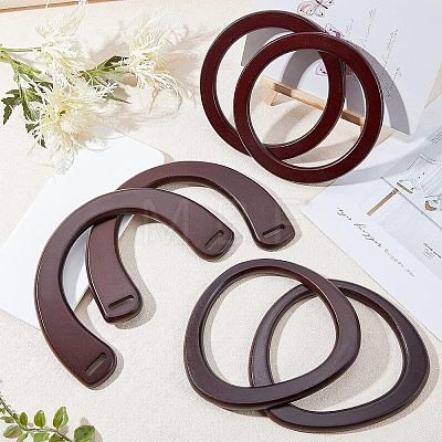 6 Pcs 3 Styles Wood Bag Handles WOOD-CA0001-15-1