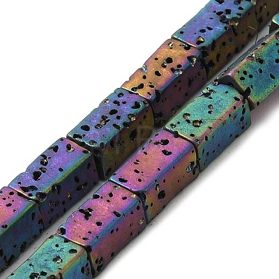 Electroplated Natural Lava Rock Beads Strands G-Q1009-A01-01-1