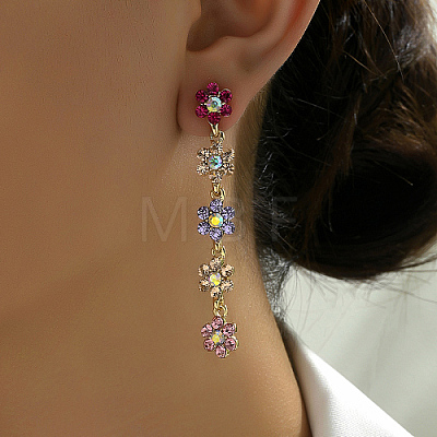 Real 18K Gold Plated Brass Micro Pave Cubic Zirconia Dangle Stud Earrings for Women TR0164-2-1