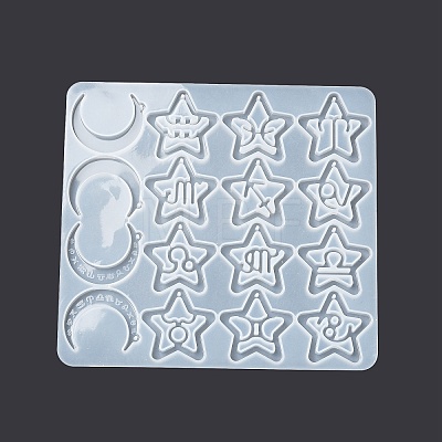 Twelve Constellations Moon & Star Pendants Silicone Molds DIY-G073-03-1