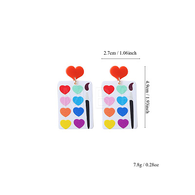 Back to School Acrylic Dangle Stud Earrings FS-WGAA197-28-1