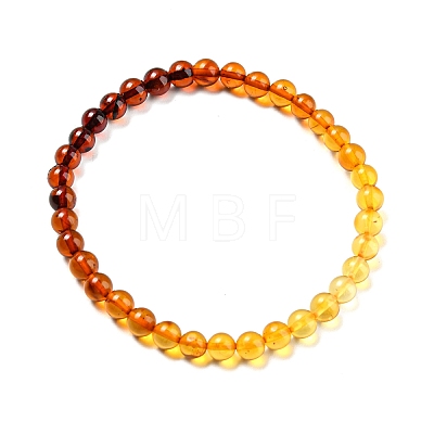 Dyed Gradient Color Natural Amber Round Beaded Stretch Bracelets BJEW-Q999-F-01-1