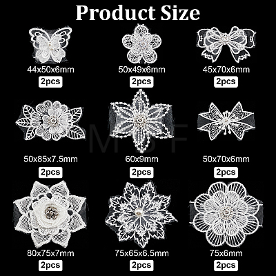 ARRICRAFT 18Pcs 9 Style Lace Embroidery Costume Accessories DIY-AR0002-36-1