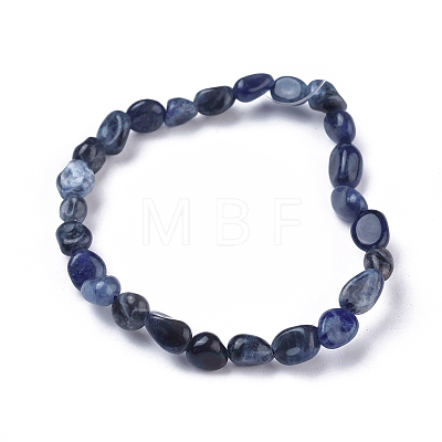 Natural Sodalite Bead Stretch Bracelets BJEW-K213-24-1