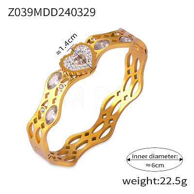 304 Stainless Steel Pave Cubic Zirconia Bangles FS-WG9DD70-06-1