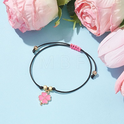 Alloy Enamel Clover Charm Bracelet BJEW-JB09962-02-1