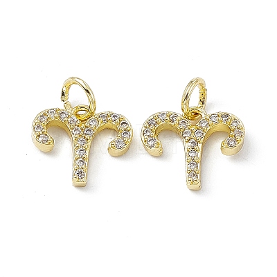 Real 18K Gold Plated Brass Micro Pave Clear Cubic Zirconia Charms KK-E068-VB411-1-1
