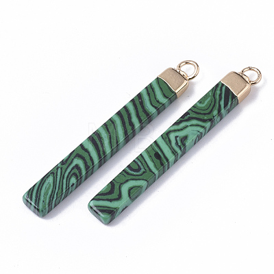 Top Golden Plated Synthetic Malachite Pendants G-S359-028C-1