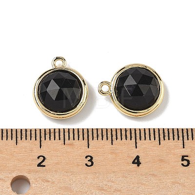 Natural Obsidian Faceted Flat Round Charms G-U028-03G-14-1