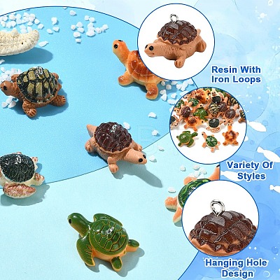 30Pcs 6 Colors Opaque Resin Pendants RESI-YW0006-40-1