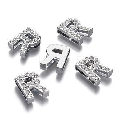 Alloy Letter Slide Charms RB-F034-01R-P-RS-1