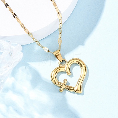201 Stainless Steel Pendant Necklace for Women NJEW-F335-02G-02-1