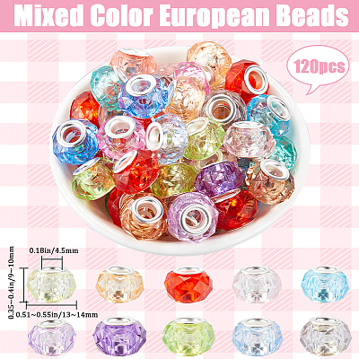 120Pcs Resin European Beads FIND-SP0002-05F-1
