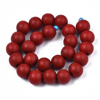 Spray Painted Natural Wood Beads Strands WOOD-S053-57D-1