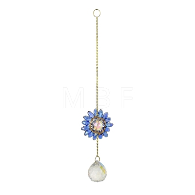 Glass Flower Hanging Suncatchers HJEW-P018-F04-1