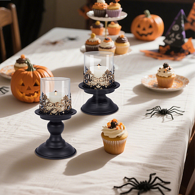 Iron Glass Candle Holder AJEW-WH0796-88B-1