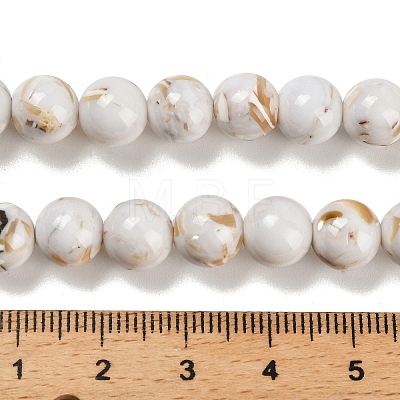 Assembled Synthetic Stone and Trochus Shell Beads Strands G-B128-08C-01-1