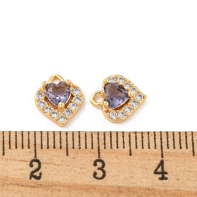 Brass Micro Pave Cubic Zirconia Charms KK-Z057-01G-02-1