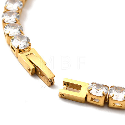 Clear Cubic Zirconia Tennis Bracelet BJEW-E009-25A-G-1