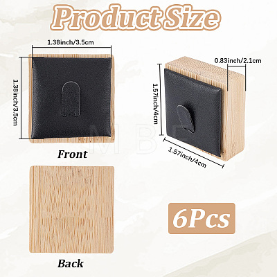 6Pcs Bamboo Single Ring Display Stands with PU Leather/Velvet Mat RDIS-CL0001-01B-1