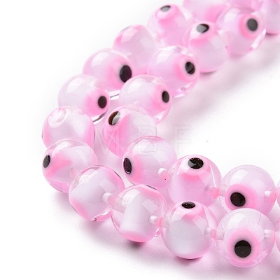 Handmade Evil Eye Lampwork Round Bead Strands LAMP-L055-10mm-18-1