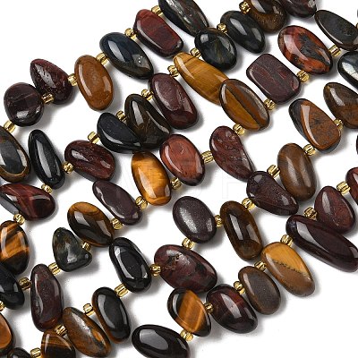 Three-Color Natural Tiger Eye Beads Strands G-P604-A12-01-1