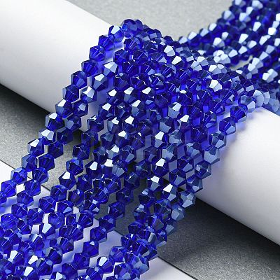 Transparent Electroplate Glass Beads Strands GLAA-F029-4mm-C06-1