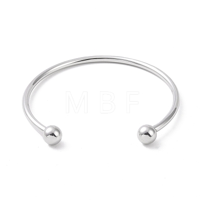Screw End Ball 304 Stainless Steel Wire Open Cuff Bangle BJEW-F435-02P-1