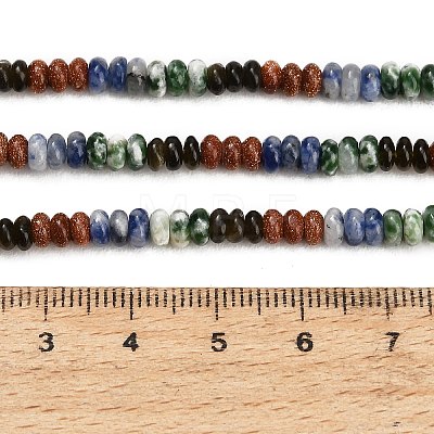 Gradient Color Natural Green Spot Jasper & Blue Spot Jasper & Golden Sheen Obsidian & Synthetic Goldstone Beads Strands GG-CBA1E0E-01A-1