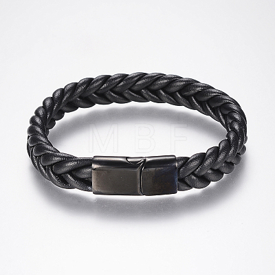 Braided Leather Cord Bracelets BJEW-H560-01B-1