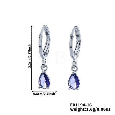 Fashionable Couple Waterdrop Sparkling 925 Sterling Silver Cubic Zirconia Dangle Hoop Earrings for Daily Wear and Parties LS-CU5155-3-1