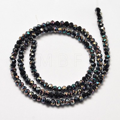Faceted Rondelle Half Rainbow Plated Electroplate Glass Beads Strands X-EGLA-J134-3x2mm-HR19-1