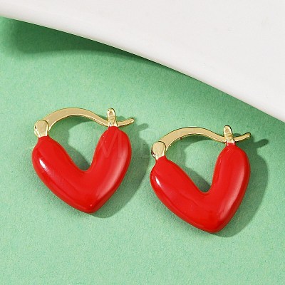 Brass Enamel Hoop Earrings EJEW-R032-05G-1