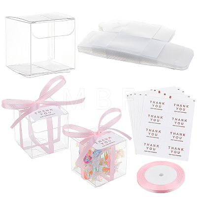 40Pcs Square PET Clear Party Favor Gift Box DIY-BC0006-41A-1