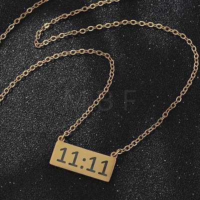 304 Stainless Steel Angel Number 11:11 Pendant Necklaces NJEW-NH0002-01G-06-1