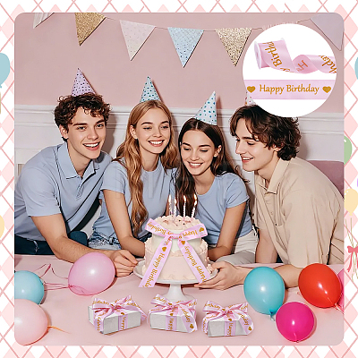10Yards Polyester Happy Birthday Ribbon OCOR-FG0003-41A-1