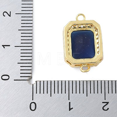 Rack Plating Brass Micro Pave Clear Cubic Zirconia Rectangle Connector Charms KK-A234-028G-02-1