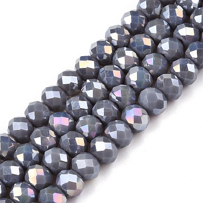 Electroplate Glass Beads Strands EGLA-A044-P6mm-B10-1