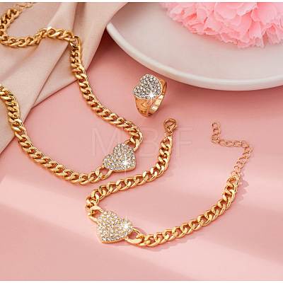 Alloy Crystal Rhinestone Bracelets & Necklaces & Rings Sets FS-WGAABD3-01-1