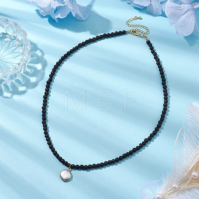 4mm Natural Lava Rock Round Beaded Necklaces NJEW-JN05007-1