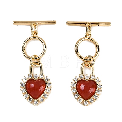 Natural Carnelian Toggle Clasps KK-P283-39G-1