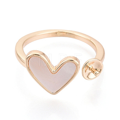 Heart Brass Shell Cuff Ring Settings LS-KK-T076-74G-1