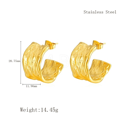 French Retro 304 Stainless Steel C-shaped Stud Earrings LS-VD7473-1