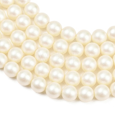 Frosted Glass Pearl Beads Strands GLAA-A044-08A-02-1